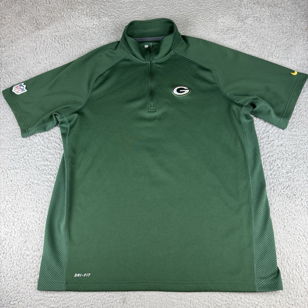 Green Bay Packers Mens Large Coaches Shirt Official Sideline Green Dri Fit